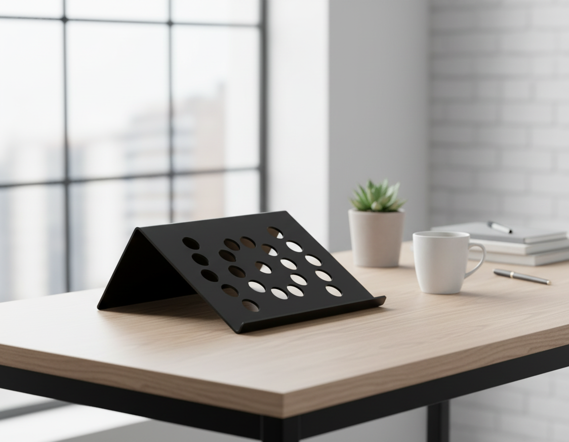 Maiori metal laptop stand in matte black — The Fold Hut