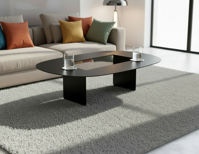 Napoli sculptural metal coffee table in matte black — The Fold Hut