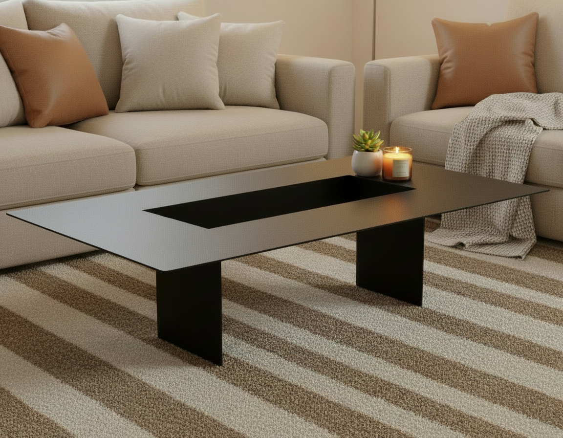 Berlin geometric metal coffee table in matte black — The Fold Hut