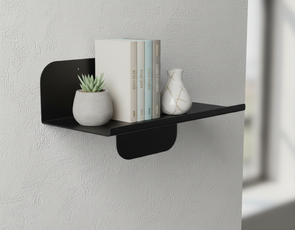 Venice curved metal wall shelf in matte black — The Fold Hut