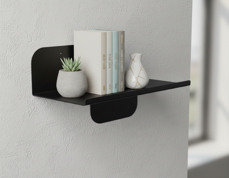 Venice curved metal wall shelf in matte black — The Fold Hut